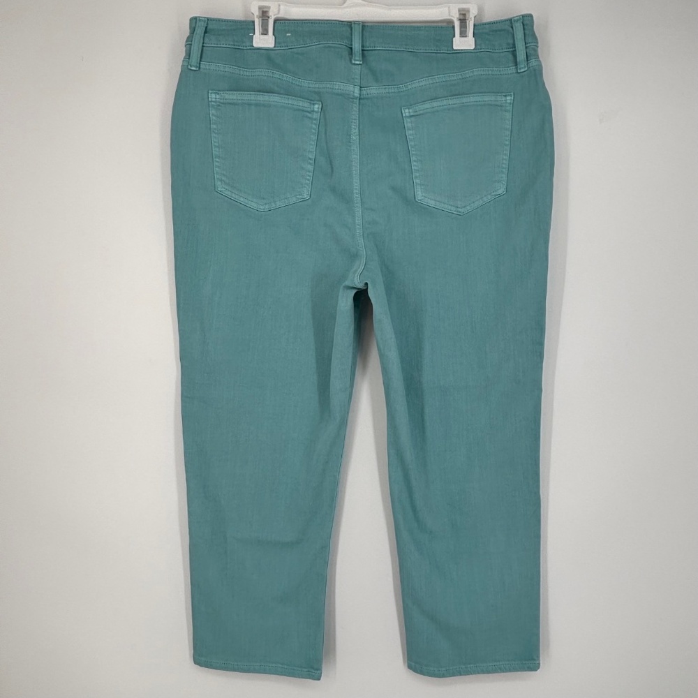 Chico's Size 3 Womens 16 So Slimming Girlfriend Slim Leg Crop Jeans Turquoise - Picture 8 of 10